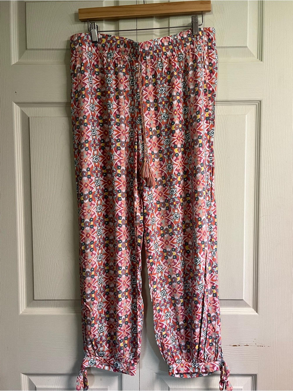 World Market Boho Printed Drawstring Jogger Pants - Coral Multi L/XL